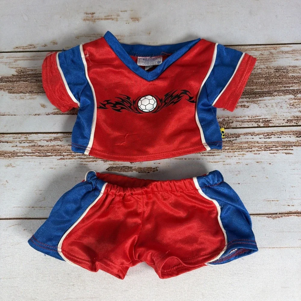 Build-A-Bear Red & Blue Soccer Uniform Outfit Costume Sports Apparel 16